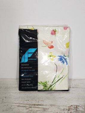 Vintage Fieldcrest Pair of Floral Standard Pillowcases NIP